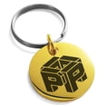 thumbnail image 1 of Stainless Steel Letter P Initial 3D Cube Box Monogram Engraved Small Medallion Circle Charm Keychain Keyring, 1 of 1