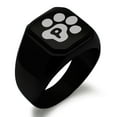 thumbnail image 1 of Stainless Steel Letter P Initial Cat Dog Paws Monogram Engraved Engraved Square Flat Top Biker Style Polished Signet Ring, 1 of 1