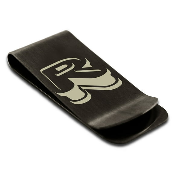 Stainless Steel Letter R Initial 3D Monogram Engraved Engraved Money Clip Credit Card Holder