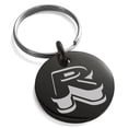 thumbnail image 1 of Stainless Steel Letter R Initial 3D Monogram Engraved Small Medallion Circle Charm Keychain Keyring, 1 of 1