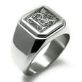thumbnail image 1 of Stainless Steel Letter R Initial Floral Box Monogram Engraved Engraved Square Flat Top Biker Style Polished Signet Ring, 1 of 1