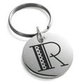 thumbnail image 1 of Stainless Steel Letter R Initial Metro Retro Monogram Engraved Small Medallion Circle Charm Keychain Keyring, 1 of 1