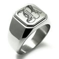 thumbnail image 1 of Stainless Steel Letter R Initial Royal Monogram Engraved Engraved Square Flat Top Biker Style Polished Signet Ring, 1 of 1