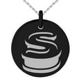 thumbnail image 1 of Stainless Steel Letter S Initial 3D Monogram Engraved Small Medallion Circle Charm Pendant Necklace, 1 of 1
