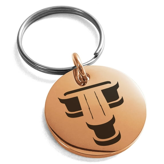 Stainless Steel Letter T Initial 3D Monogram Engraved Small Medallion Circle Charm Keychain Keyring