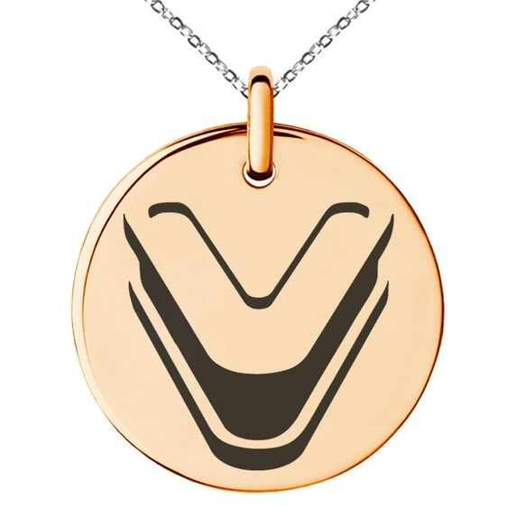 Tioneer Stainless Steel Letter V Initial 3D Monogram Engraved Small Medallion Circle Charm Pendant Necklace
