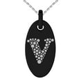 thumbnail image 1 of Tioneer Stainless Steel Letter V Initial Dotted Monogram Engraved Small Oval Charm Pendant Necklace, 1 of 1