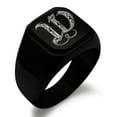 thumbnail image 1 of Stainless Steel Letter W Initial Royal Monogram Engraved Engraved Square Flat Top Biker Style Polished Signet Ring, 1 of 1
