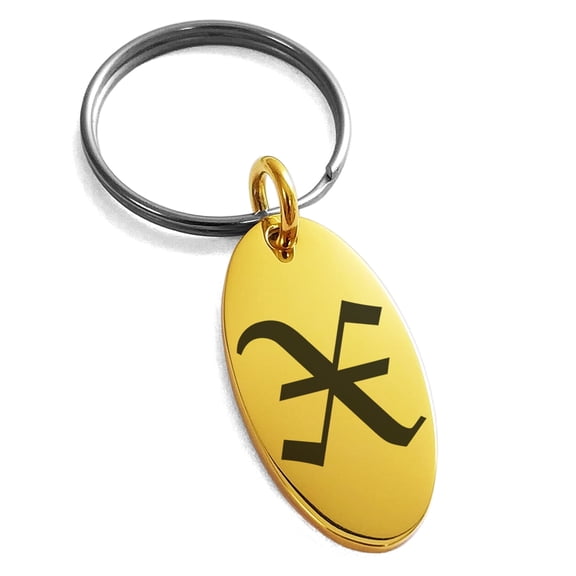 Stainless Steel Letter X Initial Old English Monogram Engraved Small Oval Charm Keychain Keyring