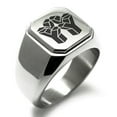 thumbnail image 1 of Stainless Steel Letter Y Initial 3D Cube Box Monogram Engraved Engraved Square Flat Top Biker Style Polished Signet Ring, 1 of 1
