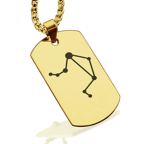 Stainless Steel Libra (Scales) Astrology Constellation Dog Tag Pendant Necklace