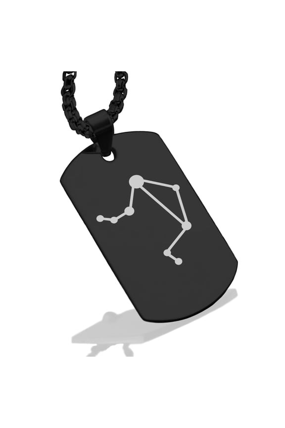 Stainless Steel Libra (Scales) Astrology Constellation Dog Tag Pendant Necklace