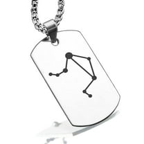 Stainless Steel Libra (Scales) Astrology Constellation Dog Tag Pendant Necklace