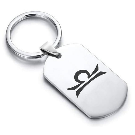 Stainless Steel Libra Zodiac Sign (Scales) Dog Tag Keychain Circle Ring