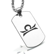 Stainless Steel Libra Zodiac Sign (Scales) Dog Tag Pendant Necklace