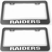Stainless Steel License Plate Frame Cover Holder for Raiders,Set of 2 Pcs, Black W/Screw Caps