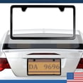 thumbnail image 1 of Stainless Steel License Plate Frame w Screw Caps Thin 2 Hole- Silm Black NEW, 1 of 7