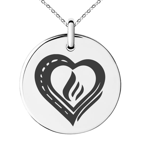 Stainless Steel Life Magic Rune Engraved Small Medallion Circle Charm Pendant Necklace