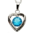 thumbnail image 1 of Stainless Steel Light Blue Glass Crystal Mother and Son Heart Pendant, 1 of 4