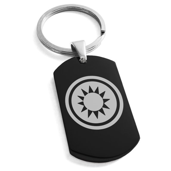 Tioneer Stainless Steel Light Element Rune Engraved Dog Tag Keychain Keyring