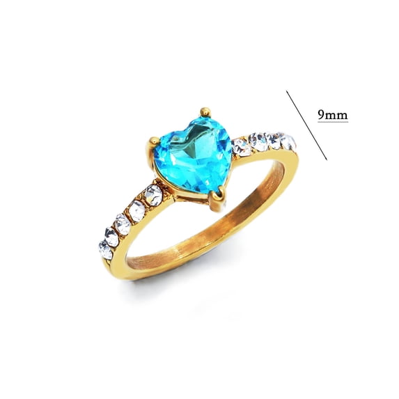 Stainless Steel Light Luxury Style Design Heart Shape Love Color Diamond Ring Type Ring Packing List Polishing