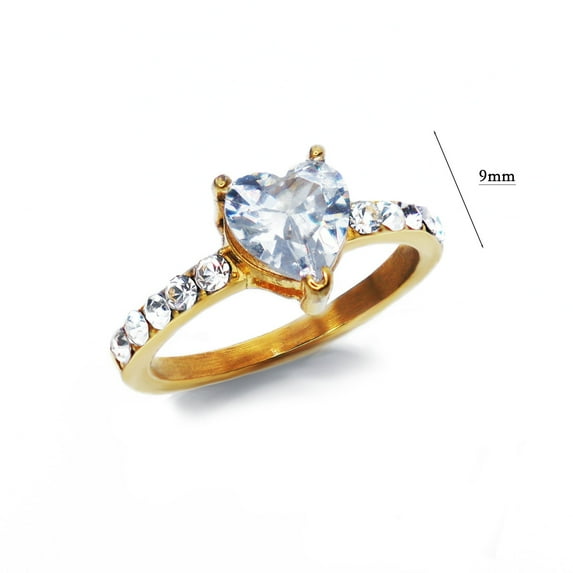 Stainless Steel Light Luxury Style Design Heart Shape Love Color Diamond Ring Type Ring Packing List Polishing