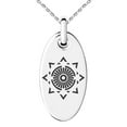 thumbnail image 1 of Stainless Steel Light Magic Rune Engraved Small Oval Charm Pendant Necklace, 1 of 1