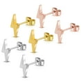 thumbnail image 1 of Stainless Steel Lightning Bolt Flash Thunder Button Stud Post Earrings, 1 of 4