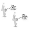 thumbnail image 1 of Stainless Steel Lightning Bolt Flash Thunder Button Stud Post Earrings, 1 of 3