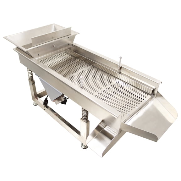 Stainless Steel Linear Vibrating Screen 7mm Round Hole Mesh Single Layer with Two 100W Motors 110V