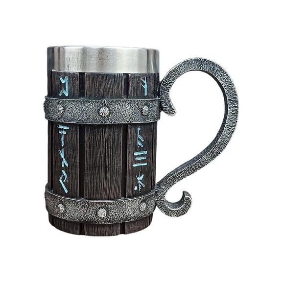 Stainless Steel Lined Wooden Beer Mug Large Capacity Outdoors Drinking Cup