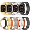 thumbnail image 1 of Stainless Steel Link Bracelet Watch Band with Case Compatible with Apple Watch band Ultra 2 1 49mm, Rugged Strap with Metal Protective Bumper Cover for iWatch Series Ultra 2 1 49mm Bands Men, 1 of 15