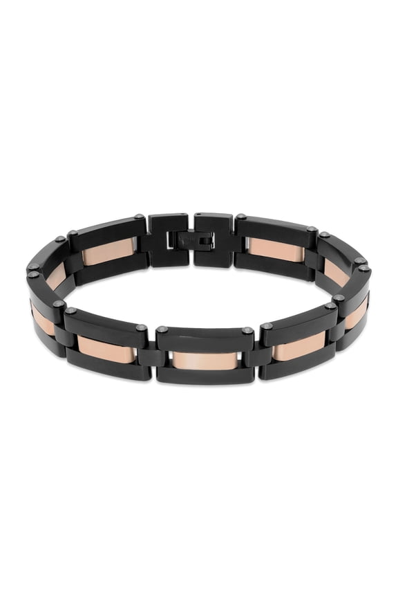 Stainless Steel Bracelet with Black and Rose Ion Plating
