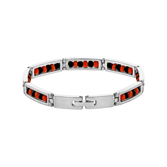 Stainless Steel Link Wristband Evil Eye Protection Beaded Elegua Bracelet 9"