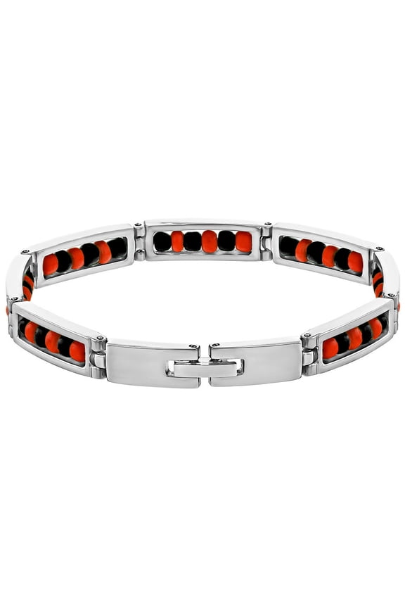Stainless Steel Link Wristband Evil Eye Protection Beaded Elegua Bracelet 9"