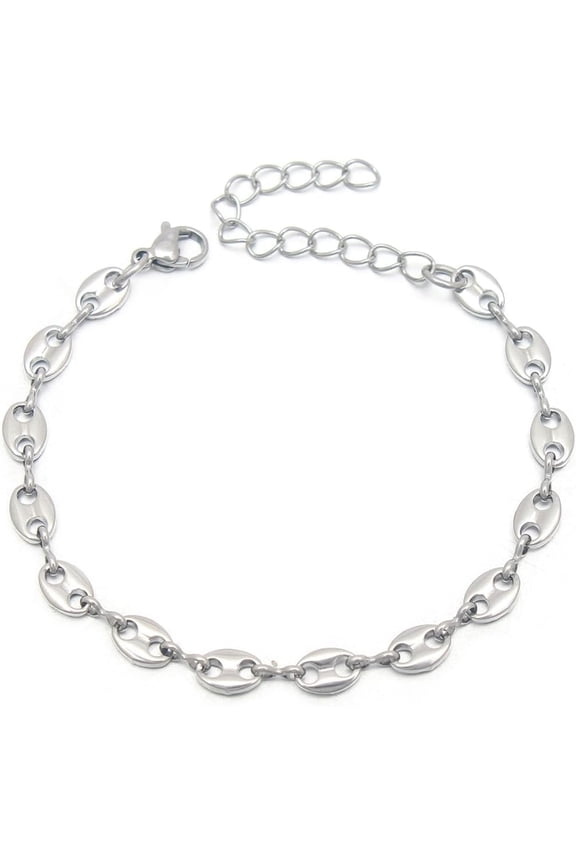 Stainless Steel Linked Beans Style Chain Bracelet