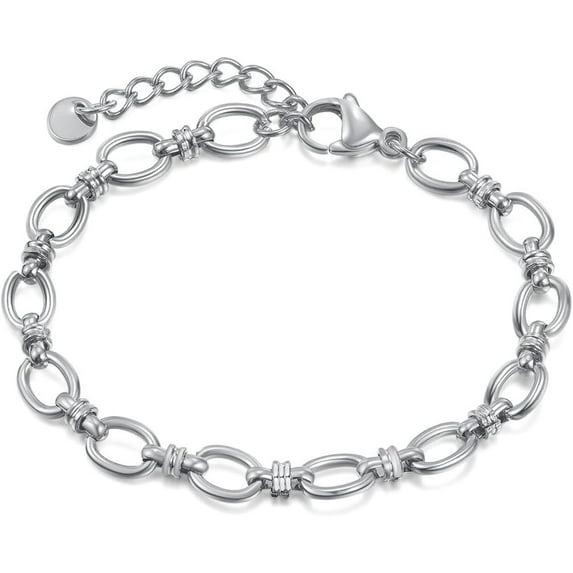 Stainless Steel Linked Infinity Charms Chain Style Bracelet