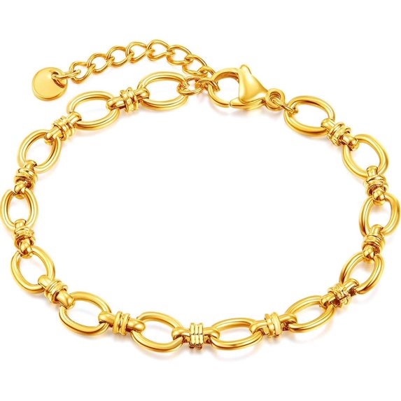 Stainless Steel Linked Infinity Charms Chain Style Bracelet