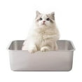 thumbnail image 1 of Stainless Steel Litter Box- 12.6" L x 8.7" W x 6" H Metal Cat Litter Box, Medium Cat Litterbox for Kitty or Rabbits,Non Stick, No Smell, Easy to Clean, 1 of 5