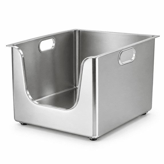 Stainless Steel Litter Box 13.7'' High Sides Xl Metal Cat Withd Low ...