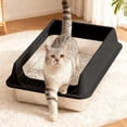 thumbnail image 1 of Stainless Steel Litter Box - 15.8"×11.8"×5.9" High Sided Cat Pan, Non-Stick & Odor Proof - Easy Clean Metal Tray with Low Tracking & Scoop, 1 of 6