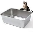 thumbnail image 1 of Stainless Steel Litter Box, High Sided Large Metal Cat Litter Boxes Easy Clean, Non Stick and No Smell, Suitable for Adult Cats/Kitty/American/British Shorthair/Sphynx, 1 of 13