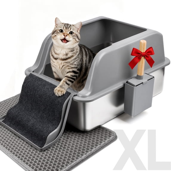 Stainless Steel Litter Box Covered, Odor-Free Cat Litter Box with High Sides, Durable Metal Litter Pan That Resists Stains, Easy-Clean Design to Reduce Scatter and Daily Maintenance