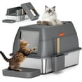 Stainless Steel Litter Box, Enclosed Removable XL Extra Large Litter