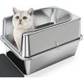 thumbnail image 1 of Stainless Steel Litter Box - Entirely Metal high Side Litter Box - XXL Stainless Steel Cat Litter Box for Big Cats & Multiple Cats Use-Rugged & Easy to Clean,Odor Free, 1 of 8