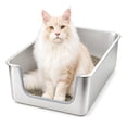 thumbnail image 1 of Stainless Steel Litter Box Extra Large, Bug Hull Open Top Cat Litter Box with High Sides, 23.6" x 15.6" x 10", 1 of 7
