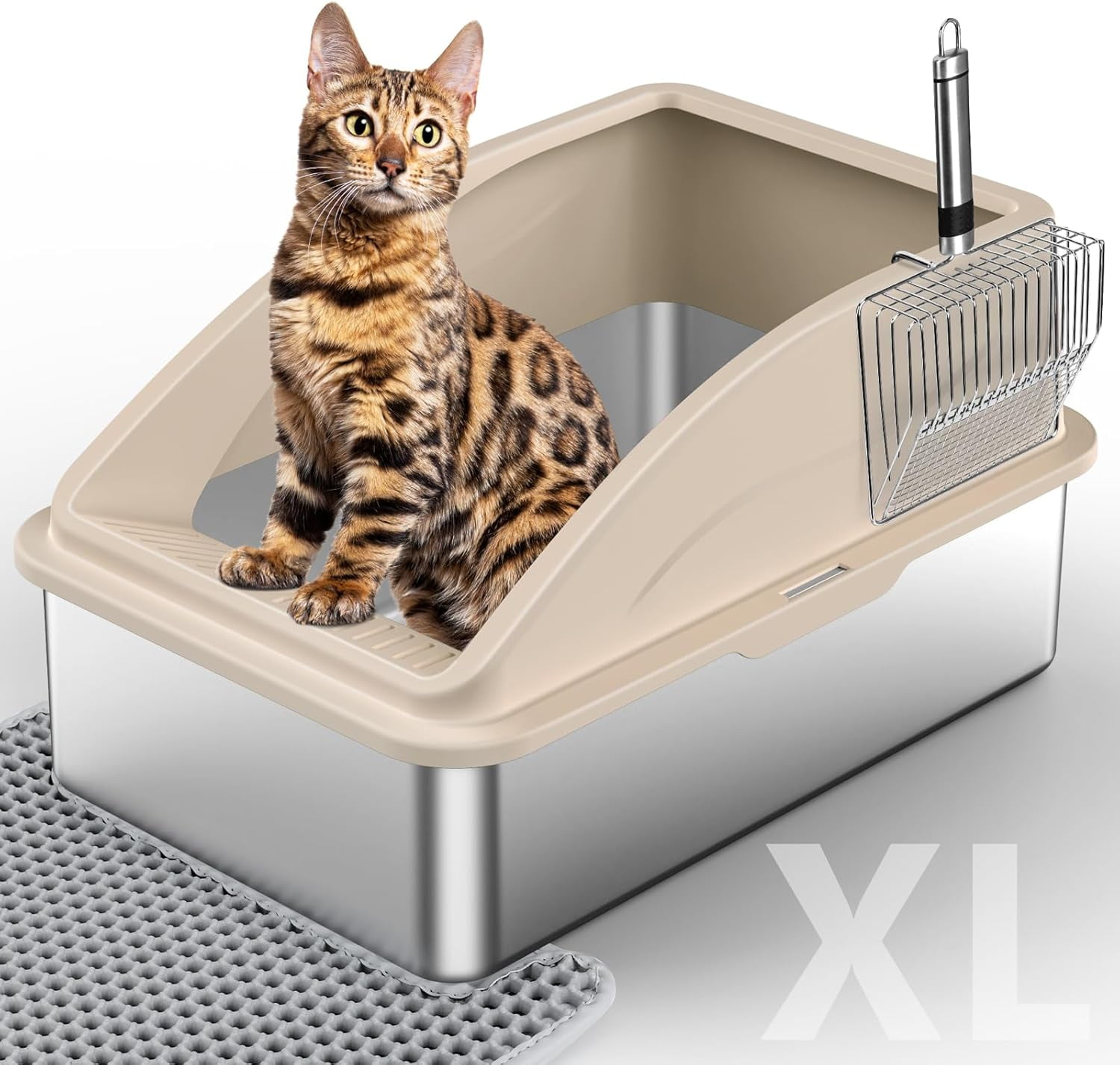 Stainless Steel Litter Box, Extra Large Litter Boxes for Big Cats, XL ...