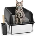 Stainless Steel Litter Box,Extra Large XL Cat Litter Box with High