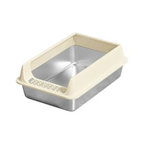 Stainless Steel Litter Box with High Sides – Leak-Proof and Scratch-Resistant, Easy to Clean Open Design with Anti-Splash Front; Includes Litter Scoop; Spacious for Large Cats