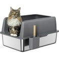 thumbnail image 1 of Stainless Steel Litter Box, Large Cat Litter Box, 24”L x 16”W x 12”H, XL Metal Cat Litter Box for Big Cats with High Sided Enclosure, Non-Sticky, Easy Cleaning, Anti-Leakage, 1 of 12